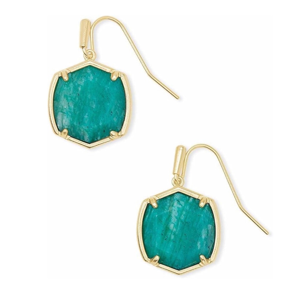 Kendra Scott Women's Gold Amazonite 14K Gold Plated Davis Hexagon Drop Earrings